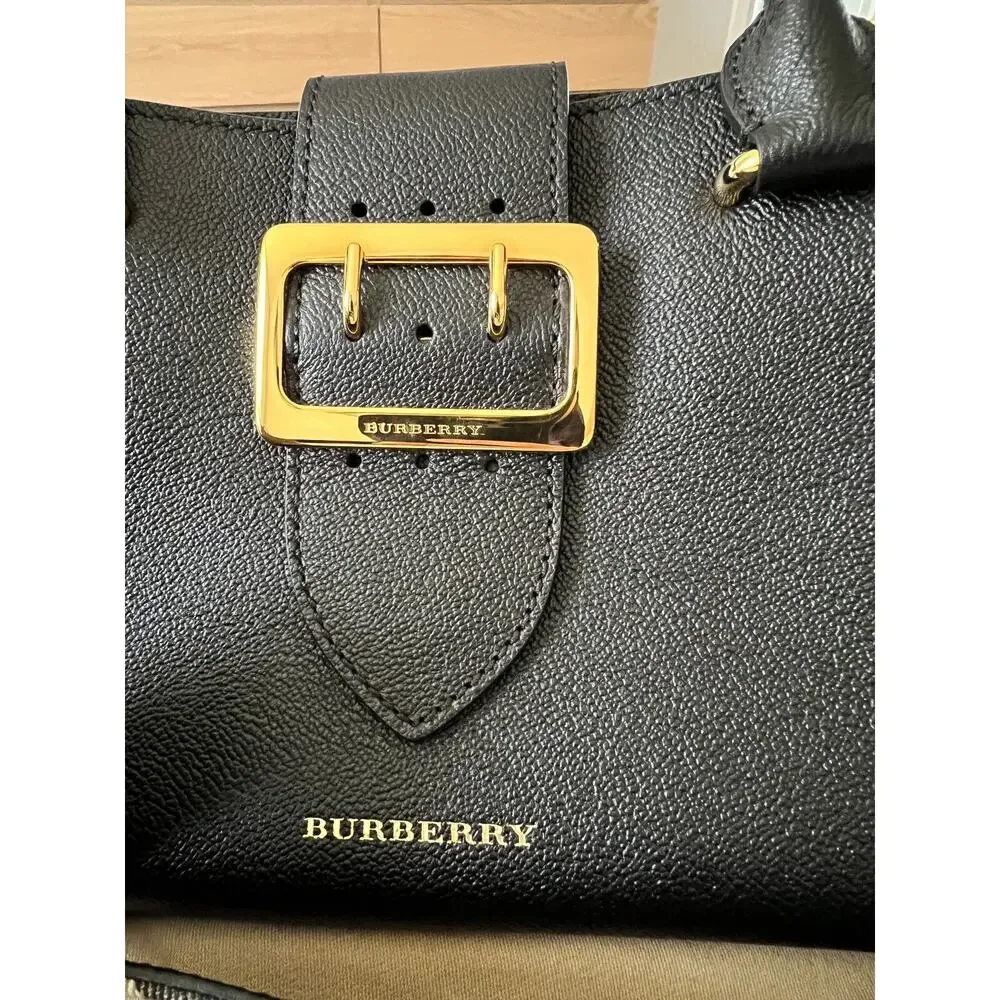 Burberry Black Grainy Leather Small Buckle Tote Bag - Picture 9 of 16